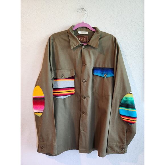 L&B Lucky & Blessed Men’s 2XL Western Button Shirt Serape Patchwork Elbow &... - Picture 1 of 9